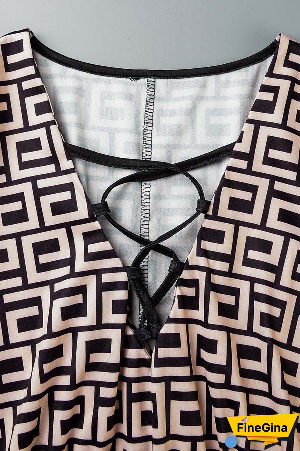 Apricot Sexy Casual Print Bandage Printing V Neck Wrapped Skirt Dresses