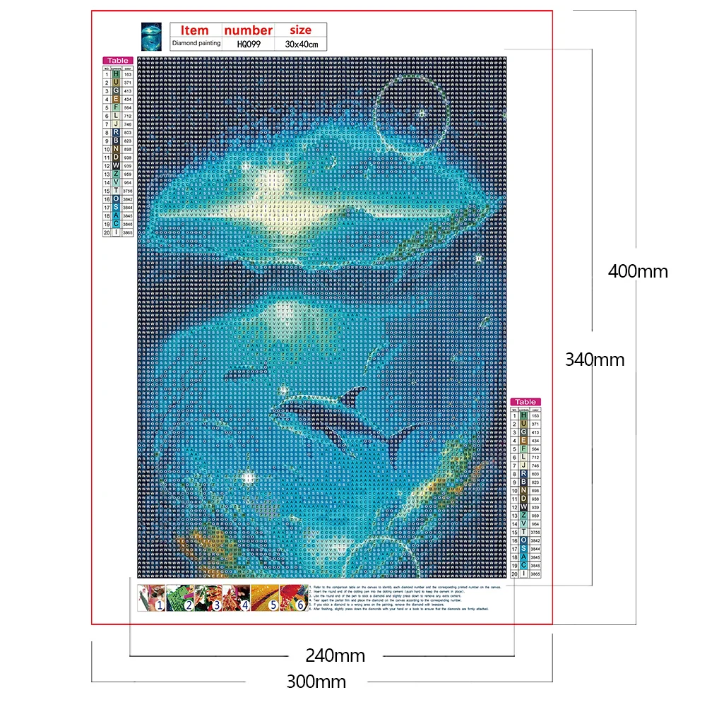 Full Round Diamond Painting 30*40cm - Deep Sea Dolphin