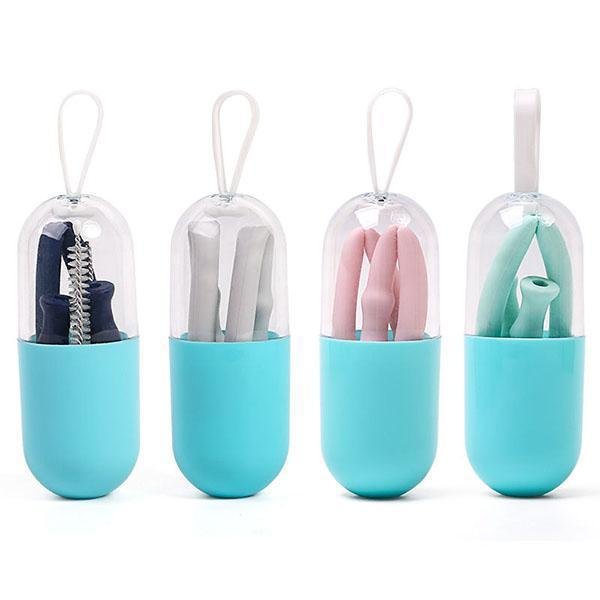 FDA Portable Silicone Straws Drinking Reusable with Cases BPA Free