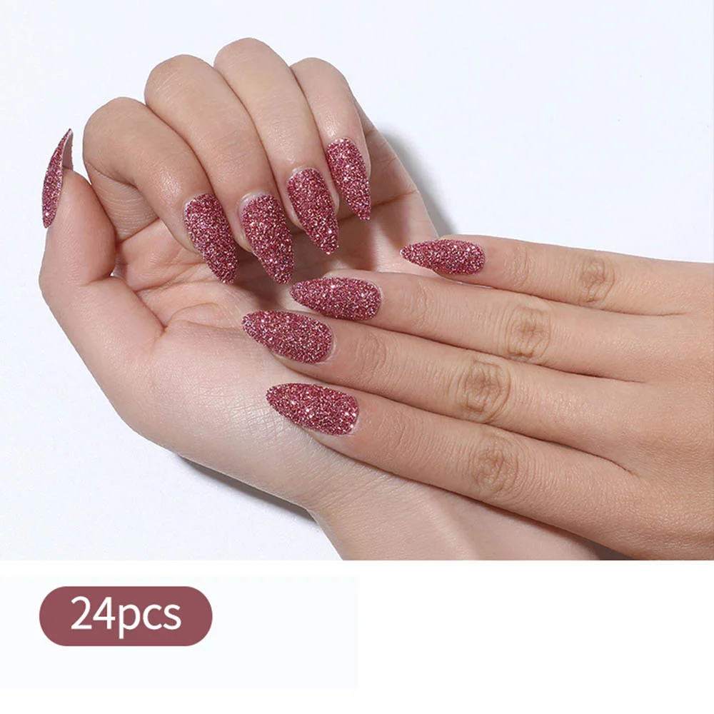 Free shipping fake nails Nail Art Decorations 24pcs Fake Nails Solid Color Frosted Matte Full Cover новогодние накладные ногти-Nail Inspo