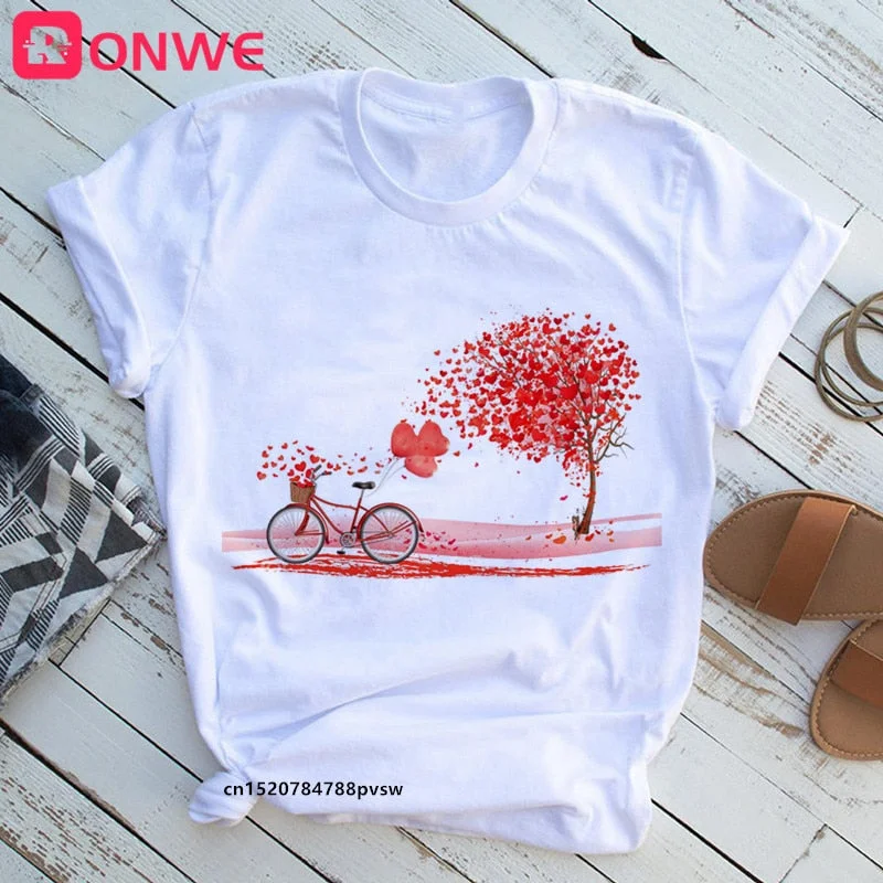 Women Bicycle Black T Shirt Girl Harajuku Korean Style Graphic Tops 2020 Kawaii Female T-shirt,Drop Ship