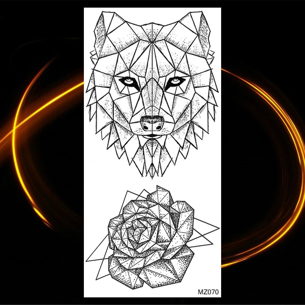 Gingf Lion Tiger Compass Skull Temporary Tattoos For Men Women Adult Wolf Dreamcatcher Forest Fake Tattoo Arm Waterproof Tatoos