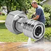 Garden Hose to Mini Power Washer Adapter Stainless Steel Leak-Proof Adapter 3/4 GHT to 1/4 Quick Connector for Car Wash & Outdoor Cleaning