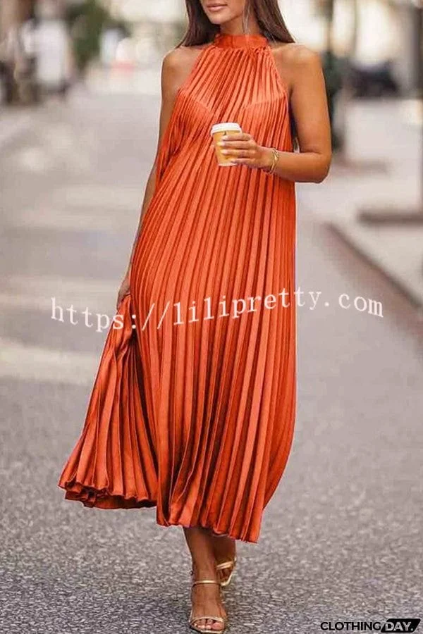 Take Me There Pleated A-line Loose Midi Dress