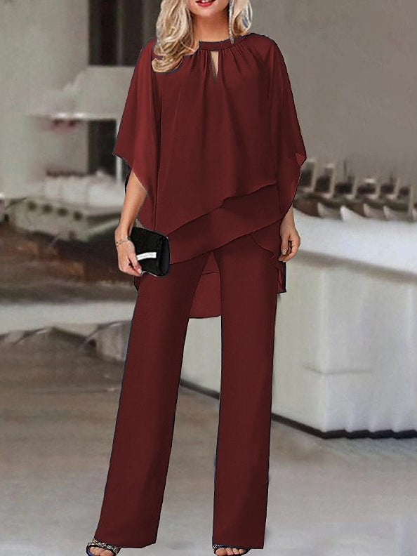 Women Half Sleeve V-neck Solid Color Dress