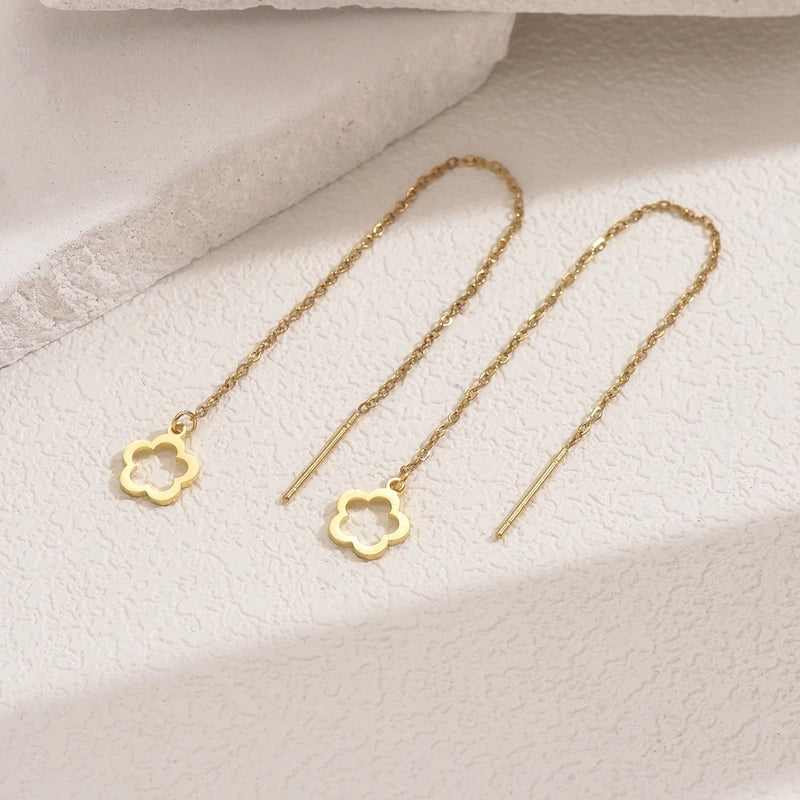 1 Pair IG Style French Style Sweet Starfish Heart Shape Flower 201 Stainless Steel Ear Line