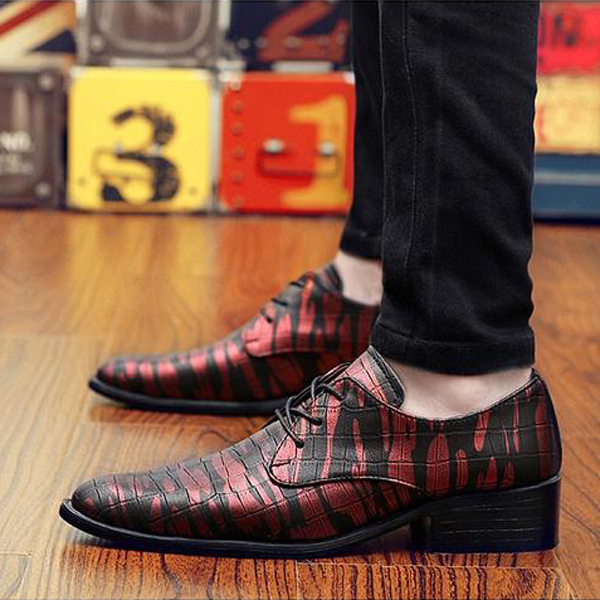 Pointed Toe Dress Shoes Fashion Print Lace Up Flats Casual Oxford Shoes