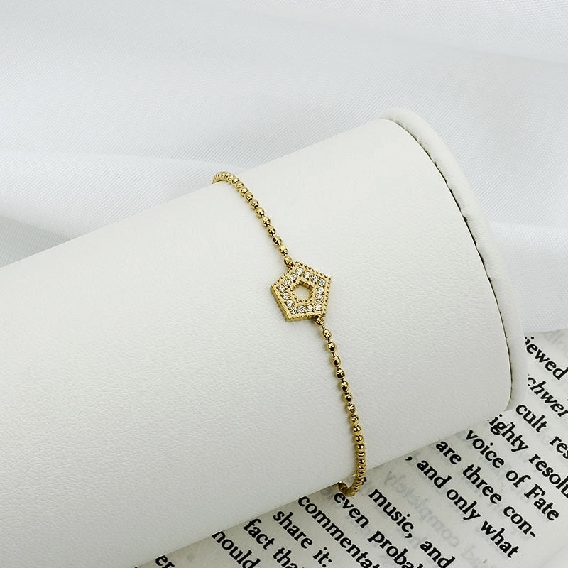 Minimalist Geometric Heart Shape Titanium Steel Zircon Bracelets In Bulk