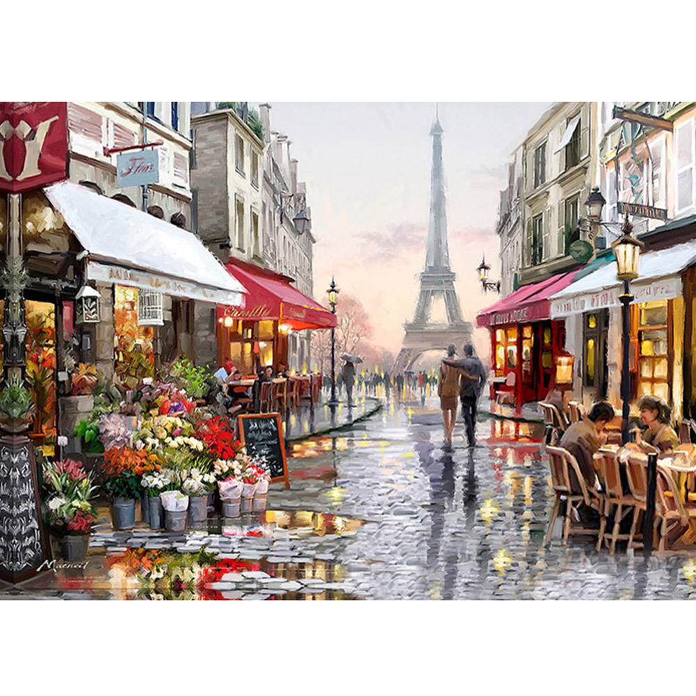 

40*30CM - City - Round Drill Diamond Painting, 501 Original