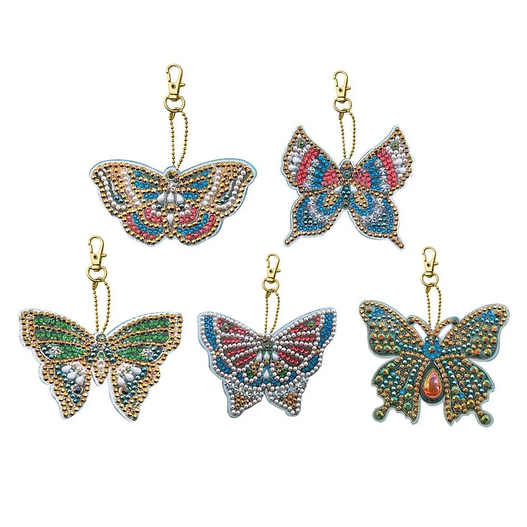 5pcs DIY Special Shaped Full Drill Butterfly Diamond Painting Keychain Kits gbfke