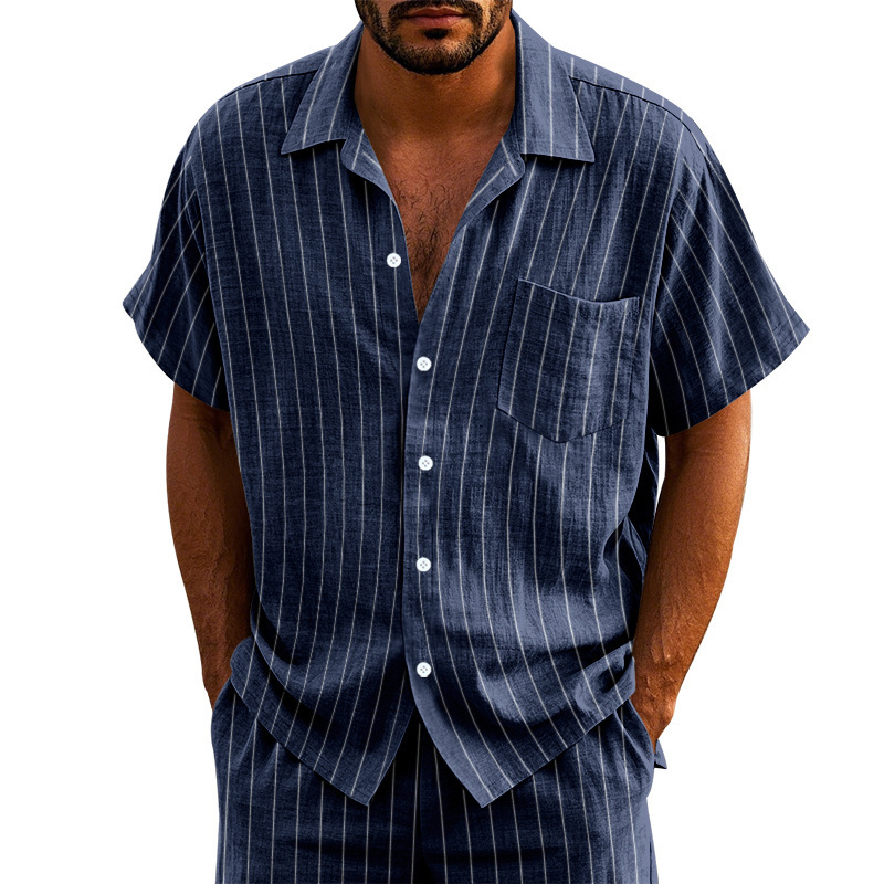  Striped Short-Sleeve Shirt for Men - Stylish and Comfortable Summer Wear