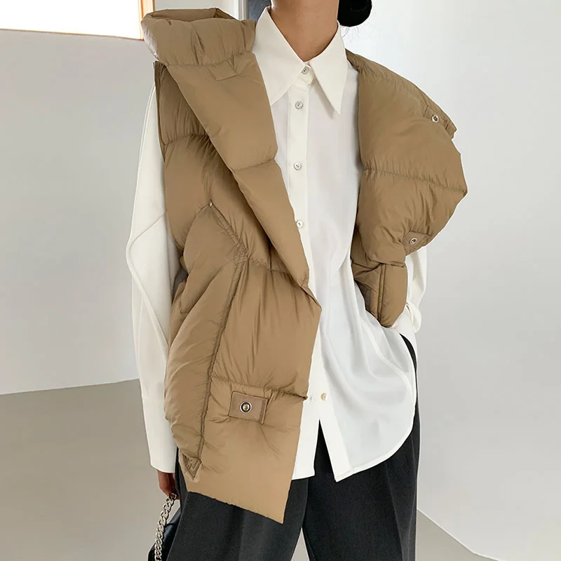 Woherb High-End White Duck Down Down Vest For Women To Wear The 2024 Winter New Hat And Thick Vest Warm Vest Tide-Outfit Ideas