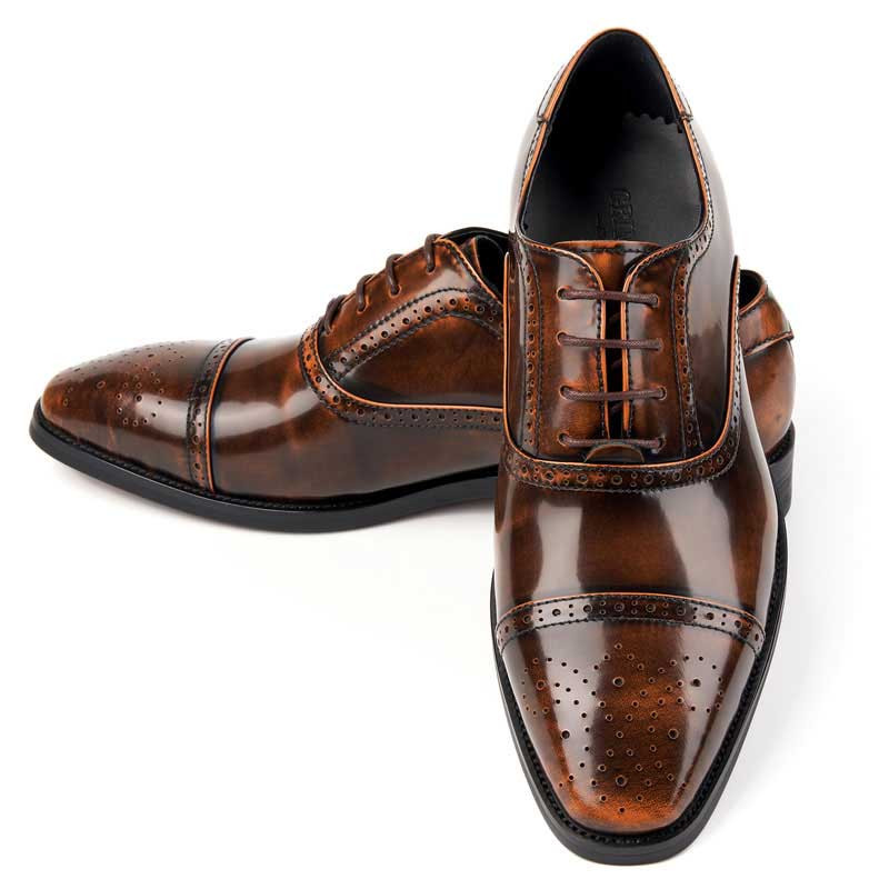 Patent Leather Men's Shoes - Men Wedding Oxford Shoes - Lace-Up (D14)(MSF2)