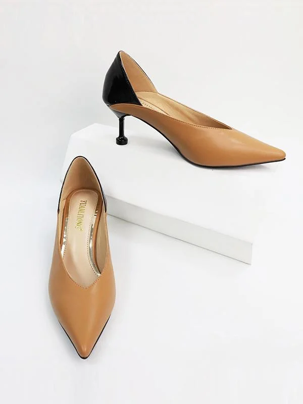 Color matching sexy pointed stiletto heel pump heel high heels