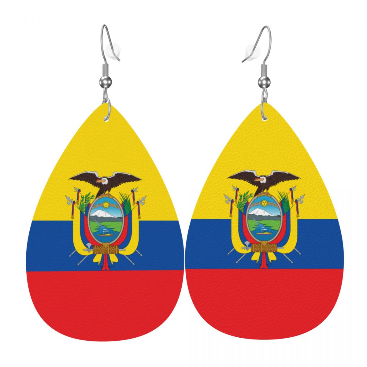 Ecuador Flag Unique Teardrop Handmade Earrings