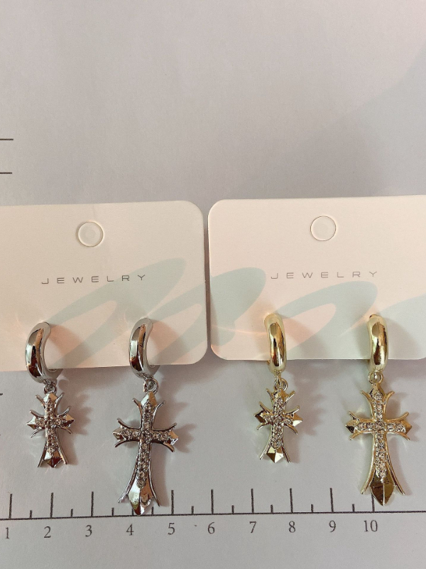 Gothic Dark Cross Alloy Earrings