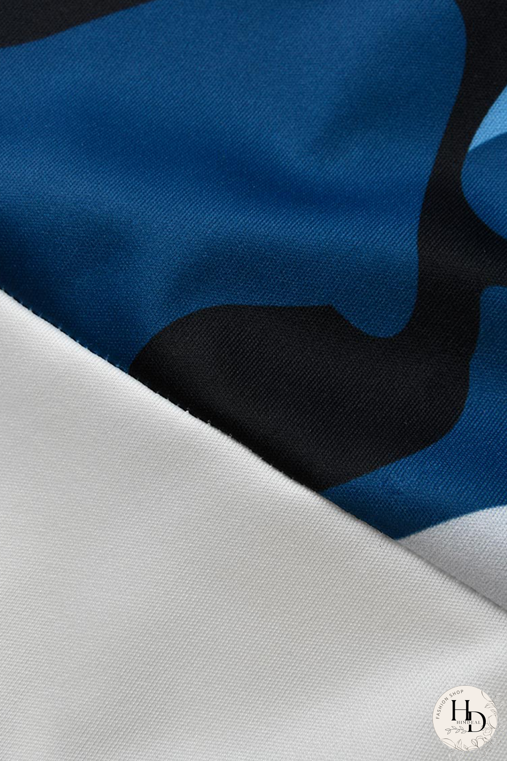 Blue Casual Camouflage Print Patchwork Zipper Collar Long Sleeve Two Pieces