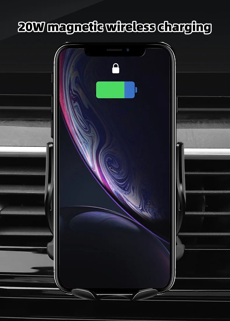 Car mobile phone holder with illuminated car LOGO (wireless charging model)