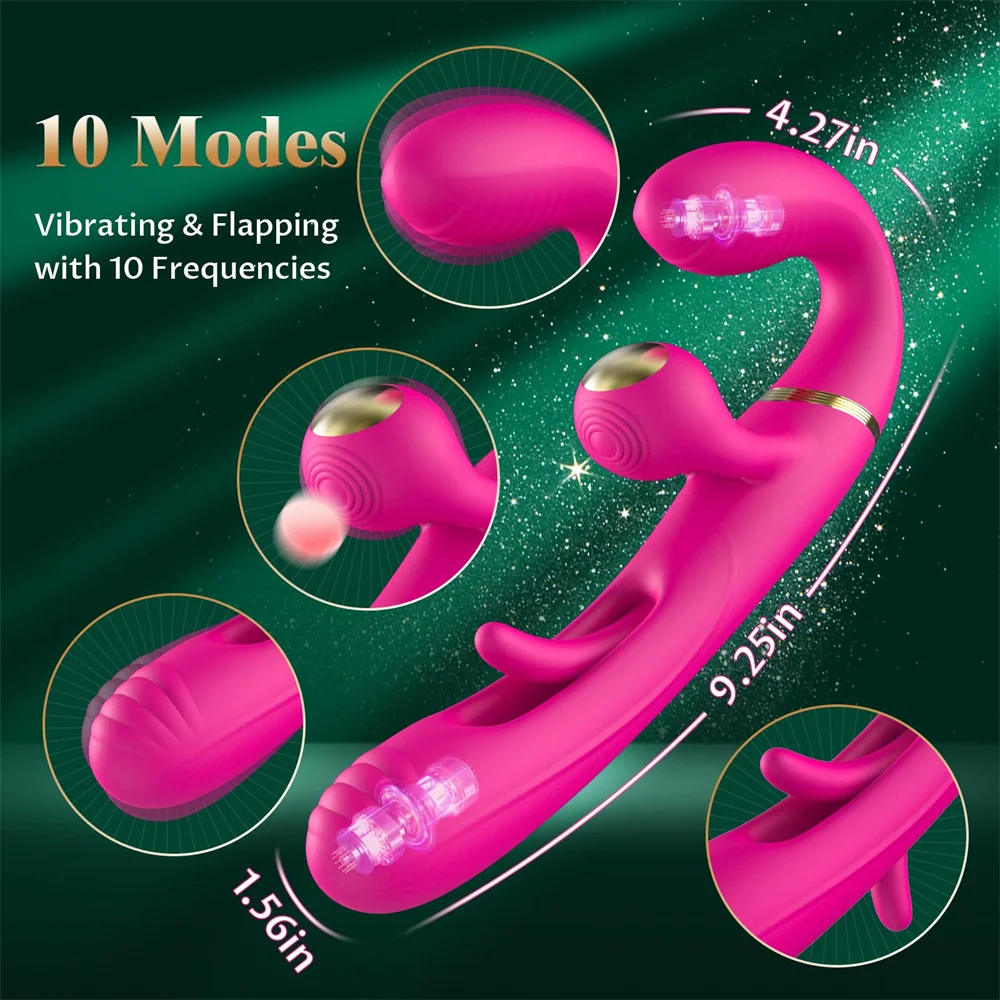 Lesbian G-spot Vibrator 10 Modes Flappig Wearable Clitoral Stimulator With Remote Control