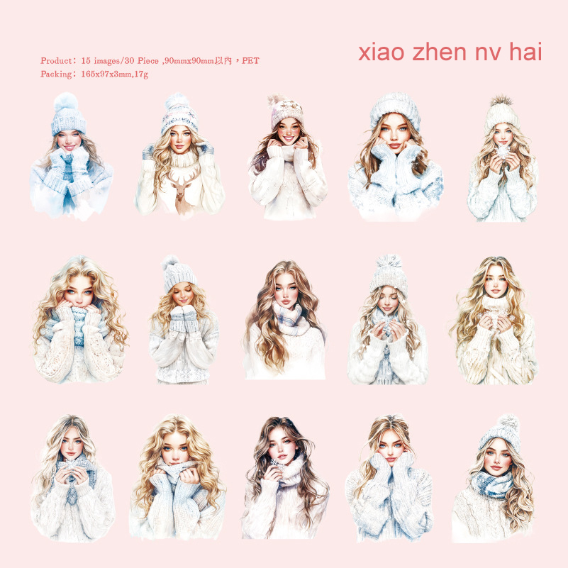 PET Sticker - Winter Love Song Series Vintage Snow Character Landscaping 