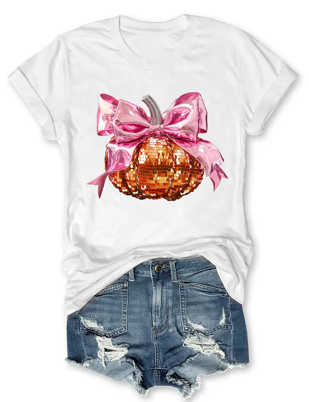 Pink Coquette Bow Ball Pumpkin T-Shirt
