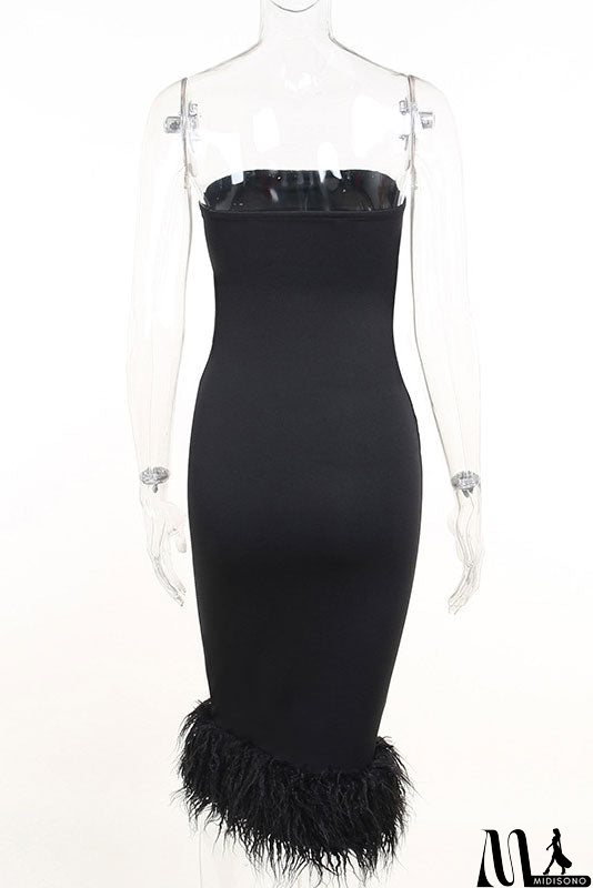 MidiSono - Black Strapless Bodycon Cocktail Party Dresses