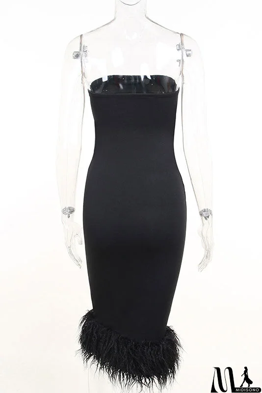 MidiSono - Black Strapless Bodycon Cocktail Party Dresses