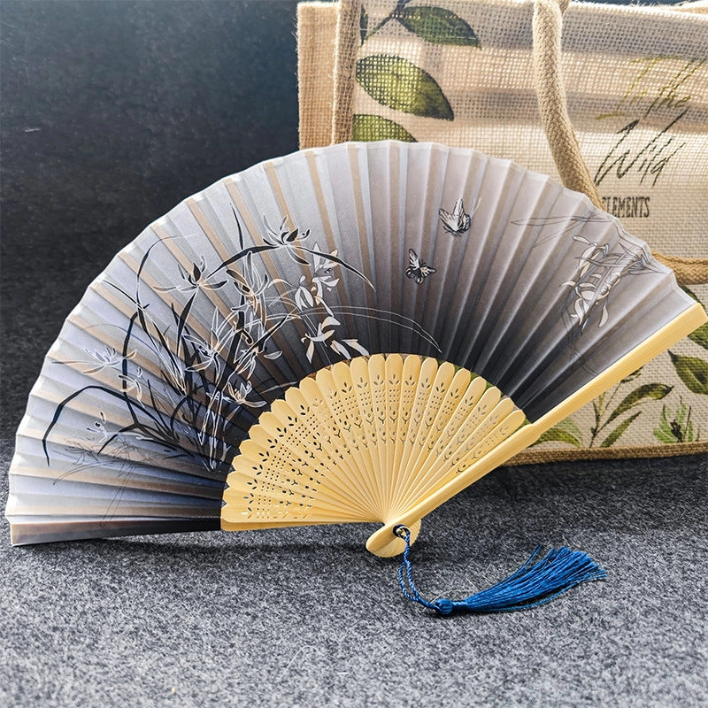 Antique Fan Folding Fan Men’s And Women’s Classical Dancing Fan Ancient Costume Performance Photography Hanfu Props Chinese Style Handmade Folding Fan