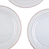 10 Pack | 10" Très Chic Rose Gold Rim Clear Plastic Dinner Plates, Disposable Party Plates