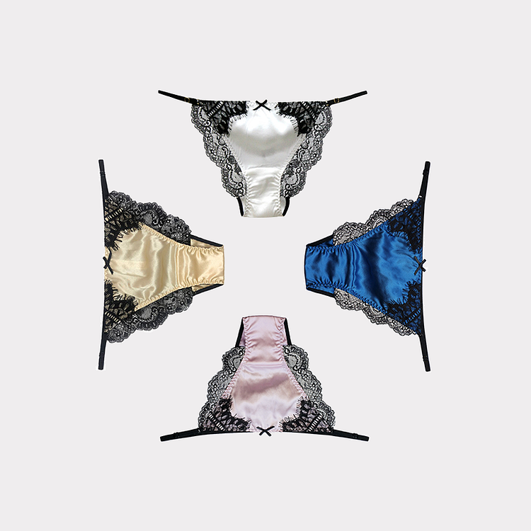 Sexy Lace Stitching Silk Panties 4-Pack-Chouchouhome