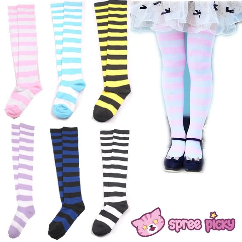 [6 Colors] Cosplay Basic Stripe Thigh High SP130180