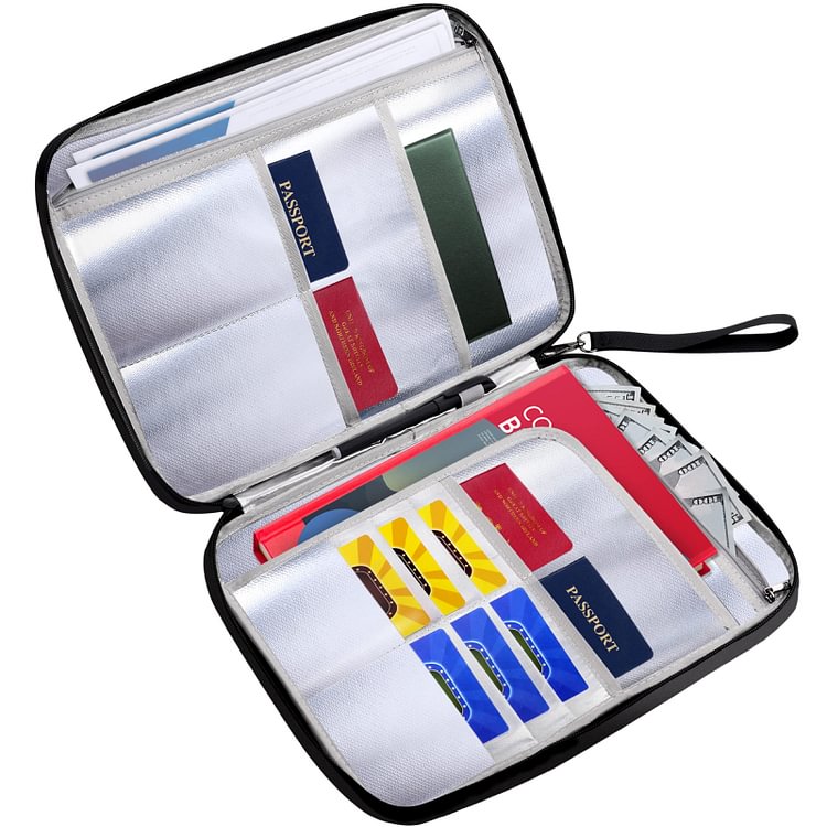 JUNDUN Fireproof Document Bag - Silver(14.5 x 10.9 inch)