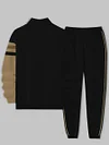 Men's fashion casual color match print long sleeve two piece set