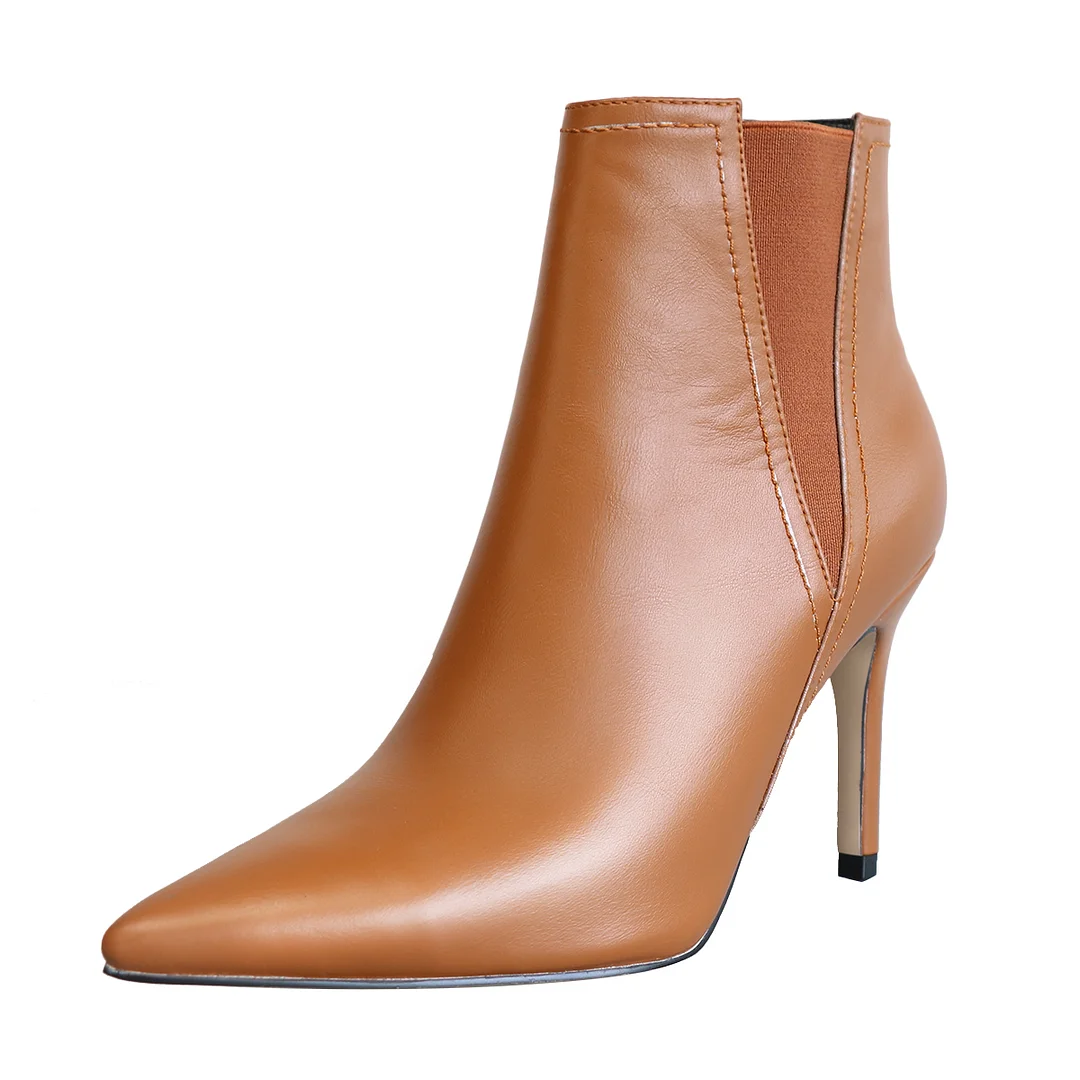 90mm Women Stiletto Middle Heel Pointed Toe Ankle Boots Matte-MERUMOTE