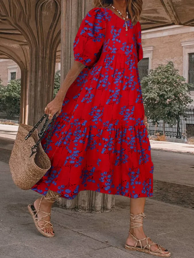 Women's Floral Print Vintage Dress
