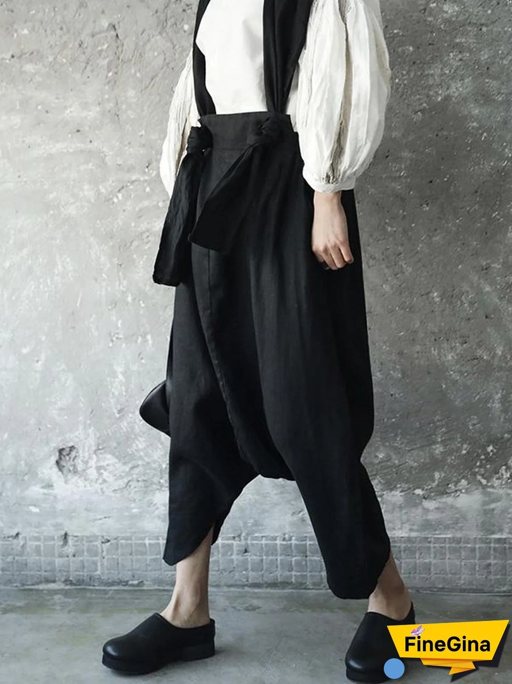 Solid Linen Loose Harem Pants