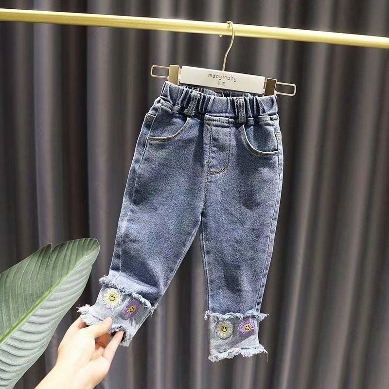 Baby Girls Jeans Lace Jeans Pants For Girls Elastic Waist Kids Jeans spring Autumn Novelty Clothes For Infant Girls Trousers 