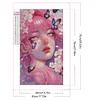 Diamond Painting -DIY Round Partial AB Drill Pink Butterfly Girl(45x75cm)