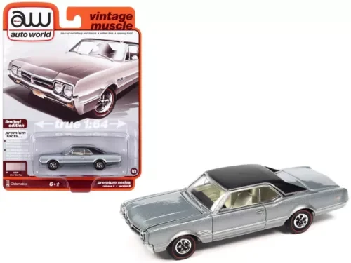 Dronehint 1966 OLDSMOBILE 442 SILVER MIST 1/64 DIECAST MODEL BY AUTO WORLD 64402-AWSP132 B Toy