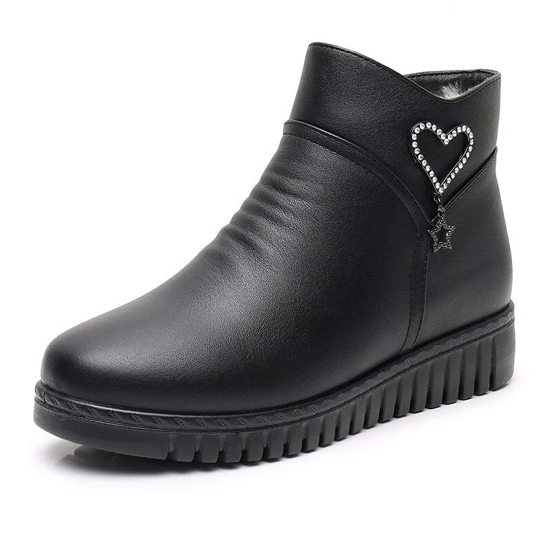 GKTINOO 2022 Women Snow Boots Winter Flat Heels Ankle Boots Women Warm Platform Shoes Leather Thick Fur Booties