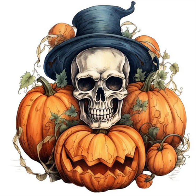 Pumpkin Skull 30*30CM (Canvas) Full Round Drill Diamond Painting gbfke