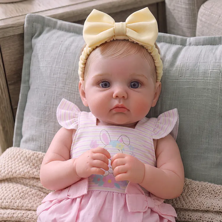 Babeside Sage 16" Gender-Neutral Silicone Baby Doll in Pastel Bunny Romper &ndash; Lifelike Baby Gift