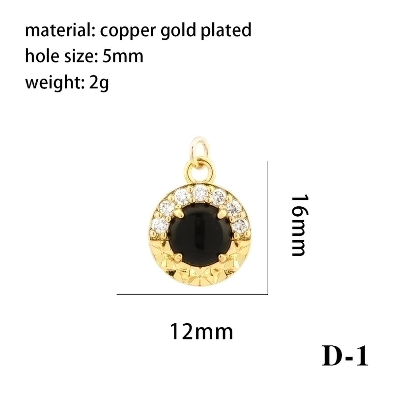 Minimalist Oval Water Droplets Heart Shape Stone Copper Plating Inlay Zircon 18k Gold Plated Charms