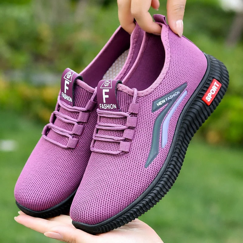 Women Shoes Soft Sole Breathable Casual Sports 2022 Walking Shoes New Fashion Light Comfortable Woman Flats Female Tennis Shoes