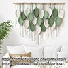 (Finished Product)Bohemian Handmade Leaf Wall Art No Drilling Handmade Craft Macrame Wall Decor Handmade Woven Leaf Tapestry for Apartment Living Room Bedroom Nursery Backdrop