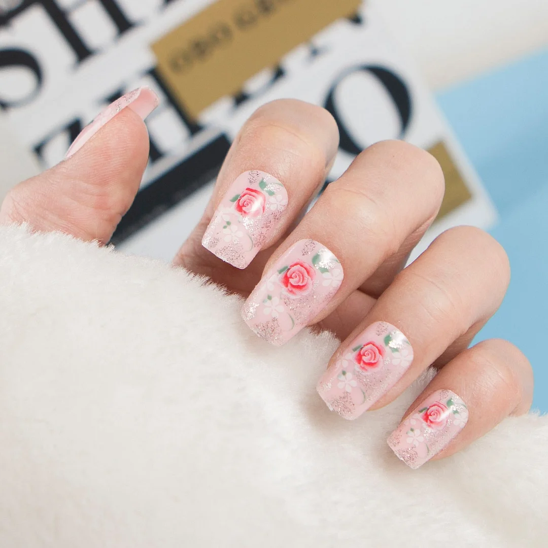 24pcs/set Fashion Acrylic Full Cover Fake Nails 10 Sizes Press on Nails Designs French False Nail Art Tips 278 Fingernail Tips-Nail Inspo