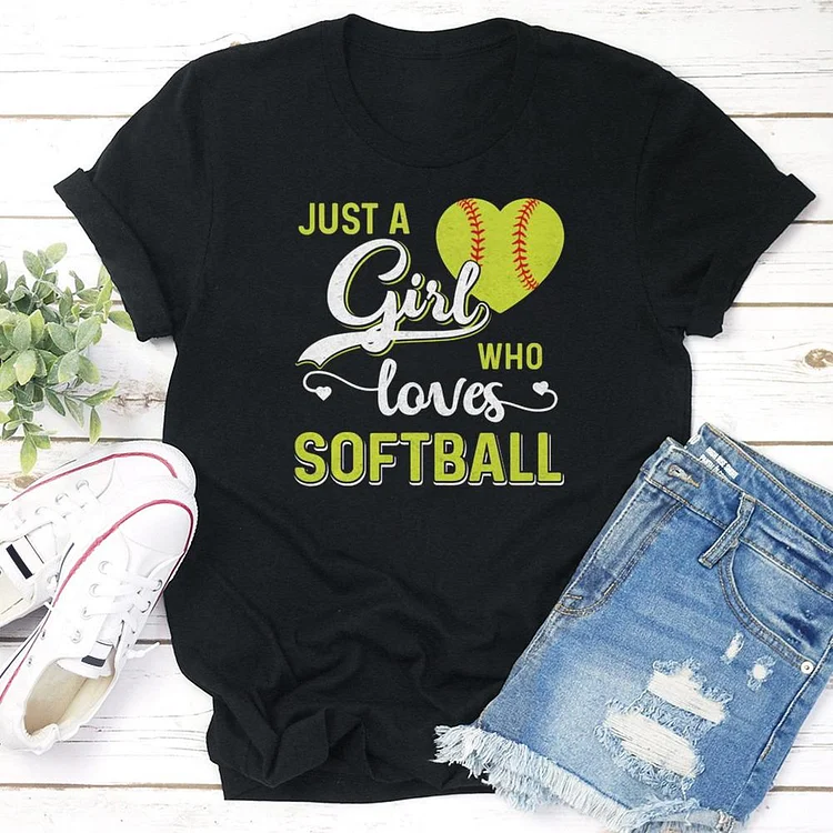 AL™ JUST A GIRL softball  T-shirt Tee - 01263-Annaletters