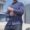  Gioiacombo&trade; Camicia a maniche lunghe a righe casual da uomo