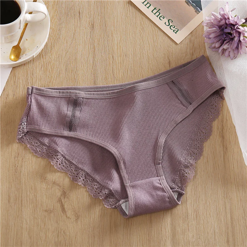 Cotton Panties Female Underpants Sexy Women Underwear Soft Lingerie Lace Briefs for Woman Cotton Solid Color Pantys Side Mesh