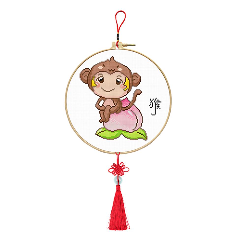 

Monkey - 11CT Stamped Cross Stitch - 37*37CM, 501 Original